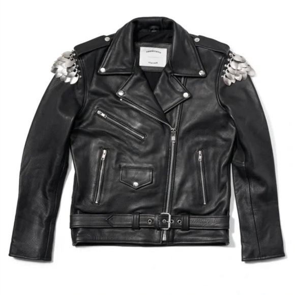 New Understated Leather Cold Shoulder jacket. - Picture 2 of 2